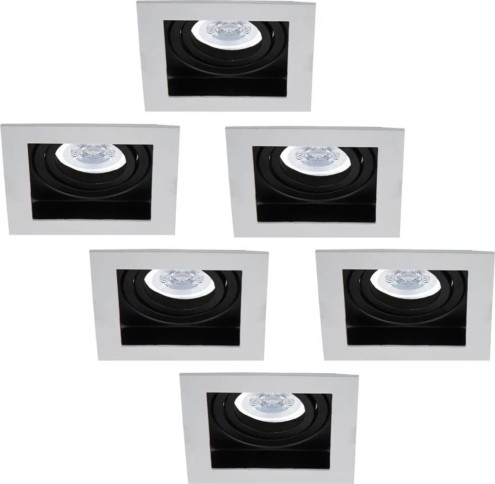 Set van 6 stuks Dimbare LED inbouwspot Durham 5 Watt Philips 2700K warm wit Kantelbaar