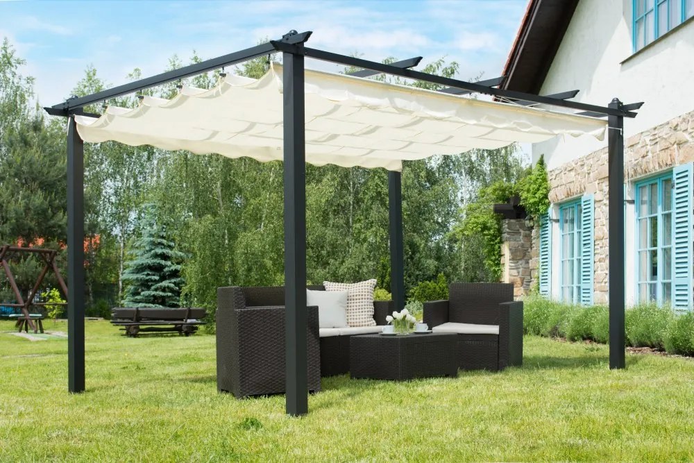 Barbados terraspergola 3x4 m Garden Point antraciet beige