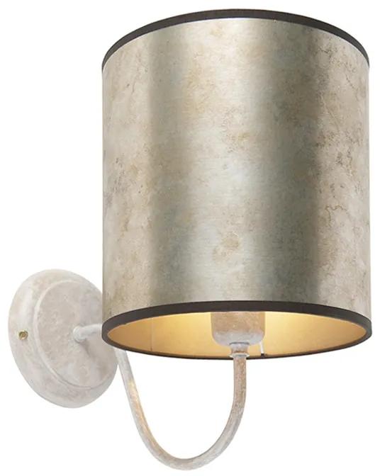 Klassieke wandlamp beige met zinken kap - Matt Klassiek / Antiek E27 rond Binnenverlichting Lamp