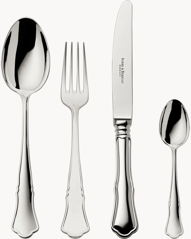 Handgemaakte hoogglans bestekset Alt-Chippendale, in verschillende setgroottes