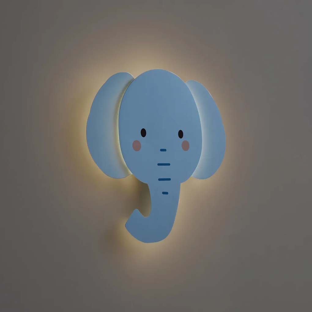 Kinder wandlamp blauw incl. LED 3-staps dimbaar - Ellie the Elephant