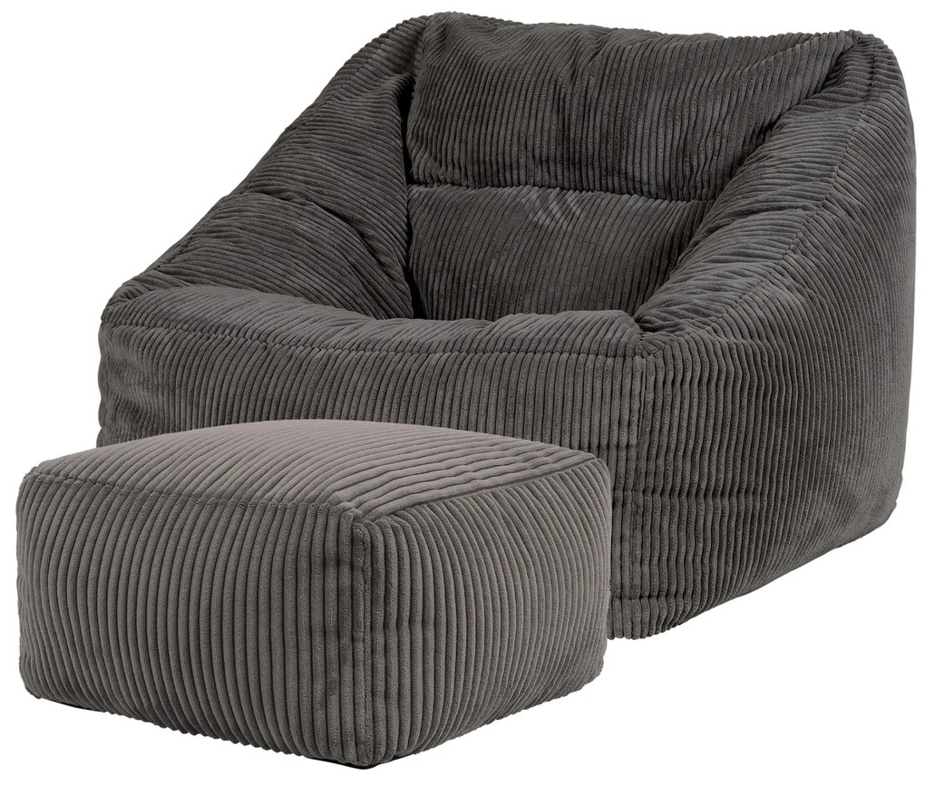Morgan Cord Armchair Bean Bag + Footstool