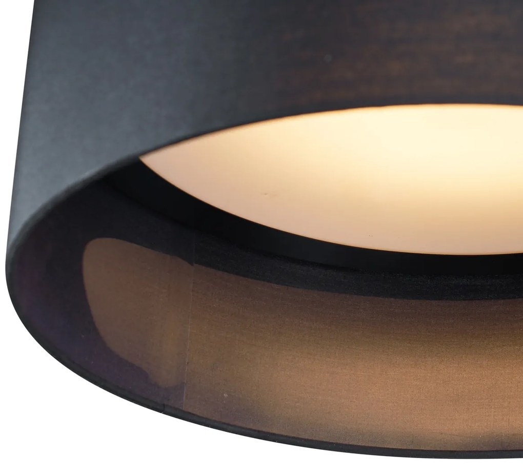 Stoffen Moderne plafondlamp zwart transparant 40cm incl. LED 3-staps dimbaar - Sue rond Binnenverlichting Lamp