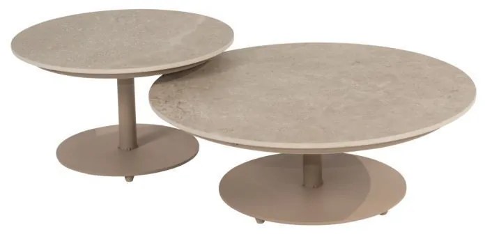 4 Seasons Outdoor Boaz loungetafel latte met blad Ø 80 cm (H 30 cm) SALE Loungetafel   beige weerbestendig