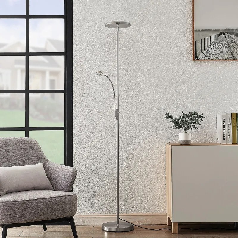 Kavi LED vloerlamp met leeslamp, rond lampen24 BIANO