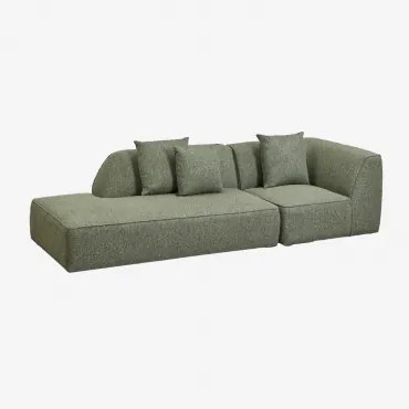 Cardea 2-delige Modulaire Hoekbank Met Gestoffeerde Chaise Longue Links Bouclé Groen – Salie - Sklum