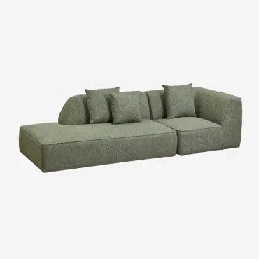 Modulaire Hoekbank Van 2 Delen Met Links Gestoffeerde Chaise Longue Cardea Bouclé Saliegroen - Sklum