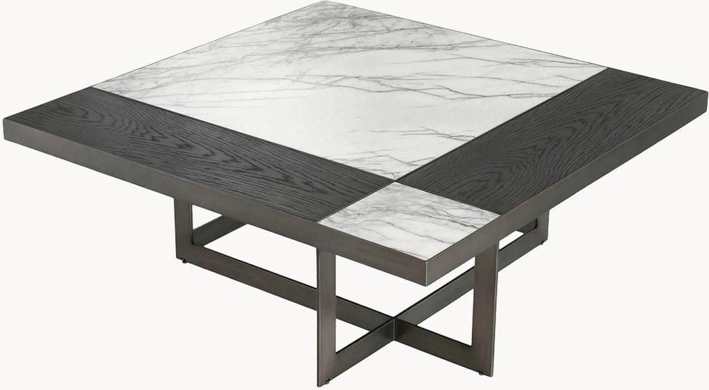 Handgemaakte salontafel Hermoza met houten/marmeren blad