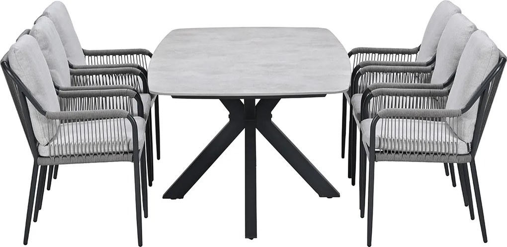 Garden Impressions Stevie tuinset 7-delig - Fiore tuintafel 220x100 cm