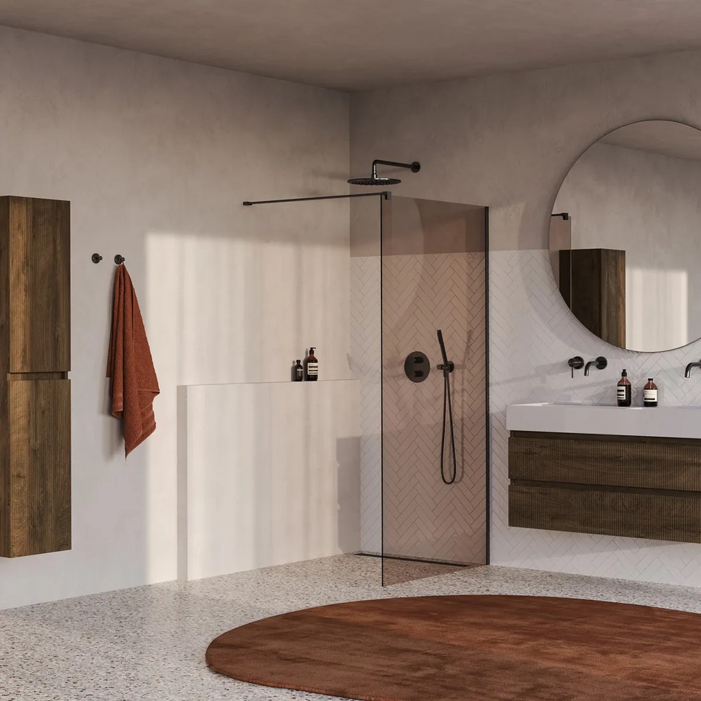 Brauer Oblivion inloopdouche bronsglas 90cm gunmetal geborsteld PVD