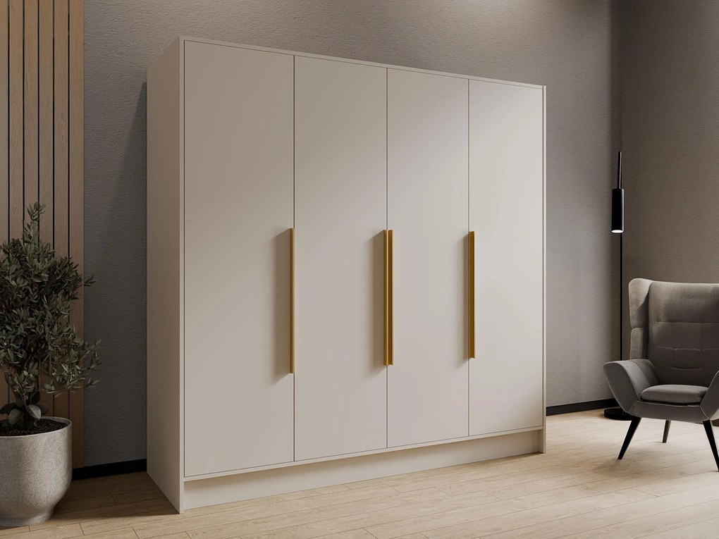 Kledingkast Arecibo 113, Kasjmier, Gouden, 200x200x51cm, 161 kg, Kledingkast deuren: Met scharnieren