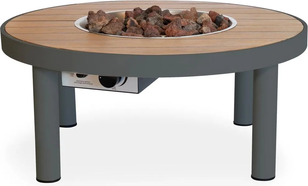 Happy Cocooning Riviera 80 - Vuurtafel - Anthracite - Aluminium &amp; Acaciahout