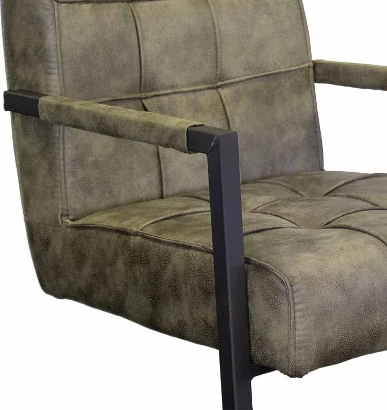 Eetkamerstoel - Jupiter - stof Cowboy retro lederlook olijf groen