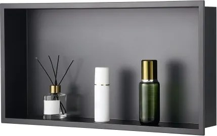 VEVOR Douchenis, 10,16 x 33,02 x 63,5 cm Wandnis, Zeep- en shampoo-opberger van roestvrij staal, duurzaam en eenvoudig te installeren, zwart voor de badkamer