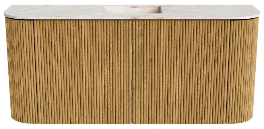Mondiaz Joya DLux 95cm toiletmeubel ronding links/rechts oak met wastafel faye midden zonder kraangat frappe