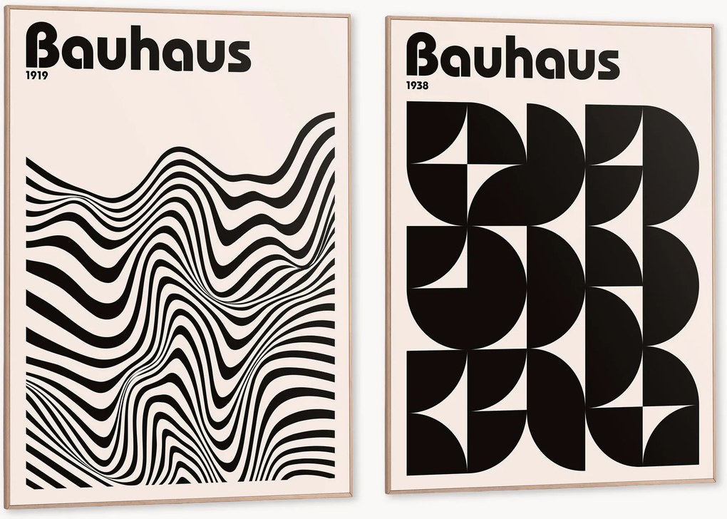 Ingelijste digitale prints Bauhaus Shapes, 2-delig