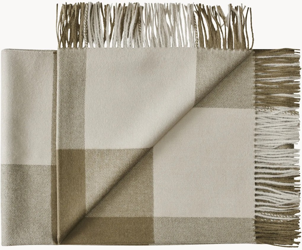 Plaid Santa Fe van baby-alpaca met franjes