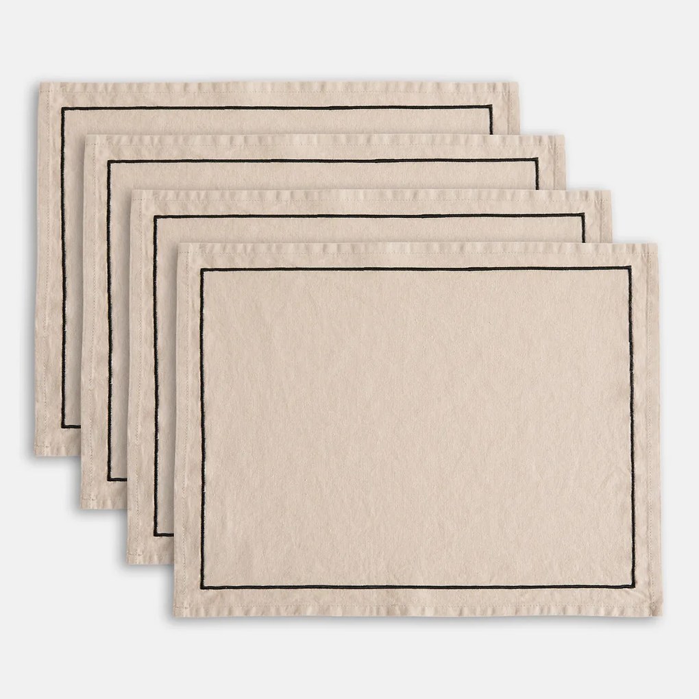 Set van 4 placemats gewassen linnen/katoen Métis Bourdon