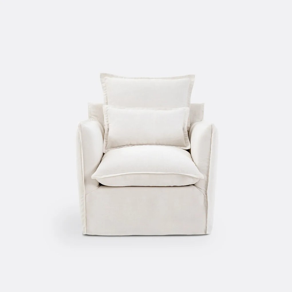 Fauteuil, afneembare hoezen, in dik linnen, Odna