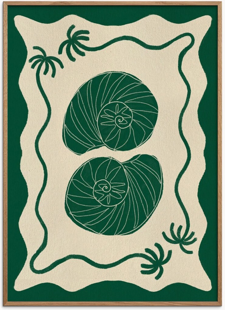 Ingelijste digitale print Green Seashell Stories