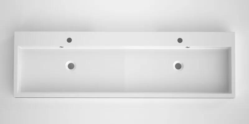 Box dubbele opbouwwastafel composiet 150 x 45 cm, wit
