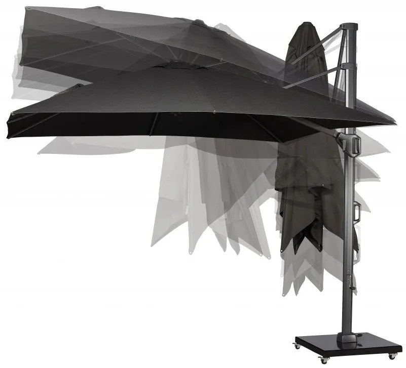 Platinum Challenger Telescope Zweefparasol premium - 3,5x3,5 - Faded Black met voet en hoes