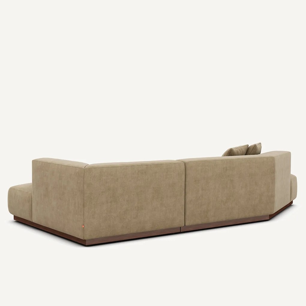 Rechte open hoekbank in stonewashed fluweel, JACOPO