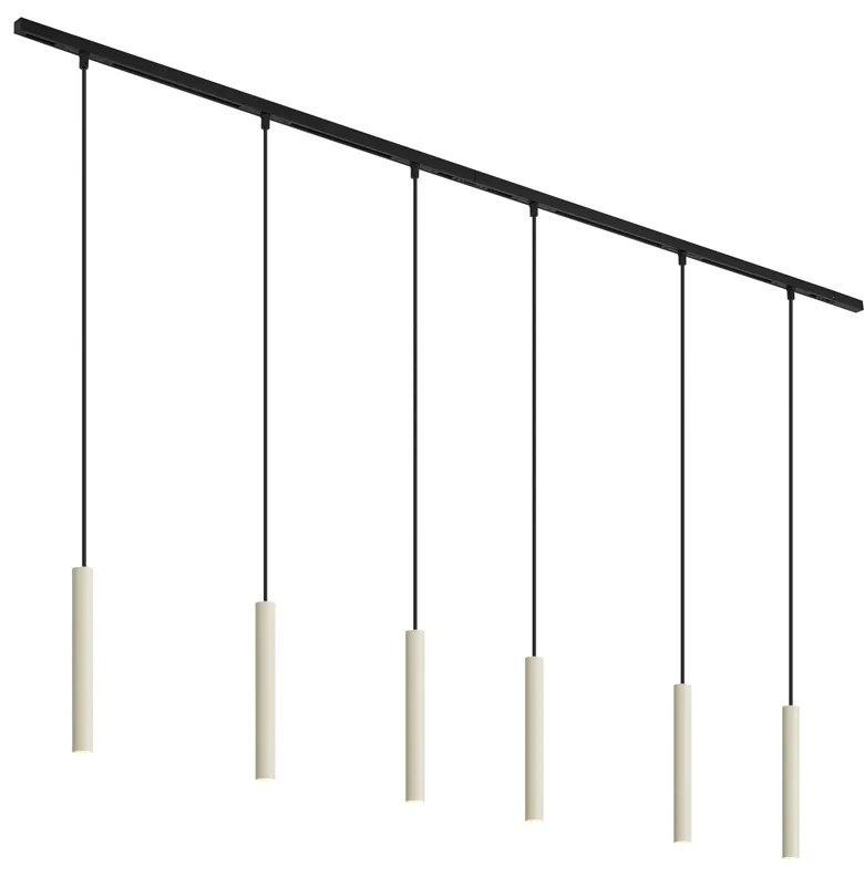 Modern railsysteem met 6 hanglampen beige met zwart 1-fase - Slimline Keno