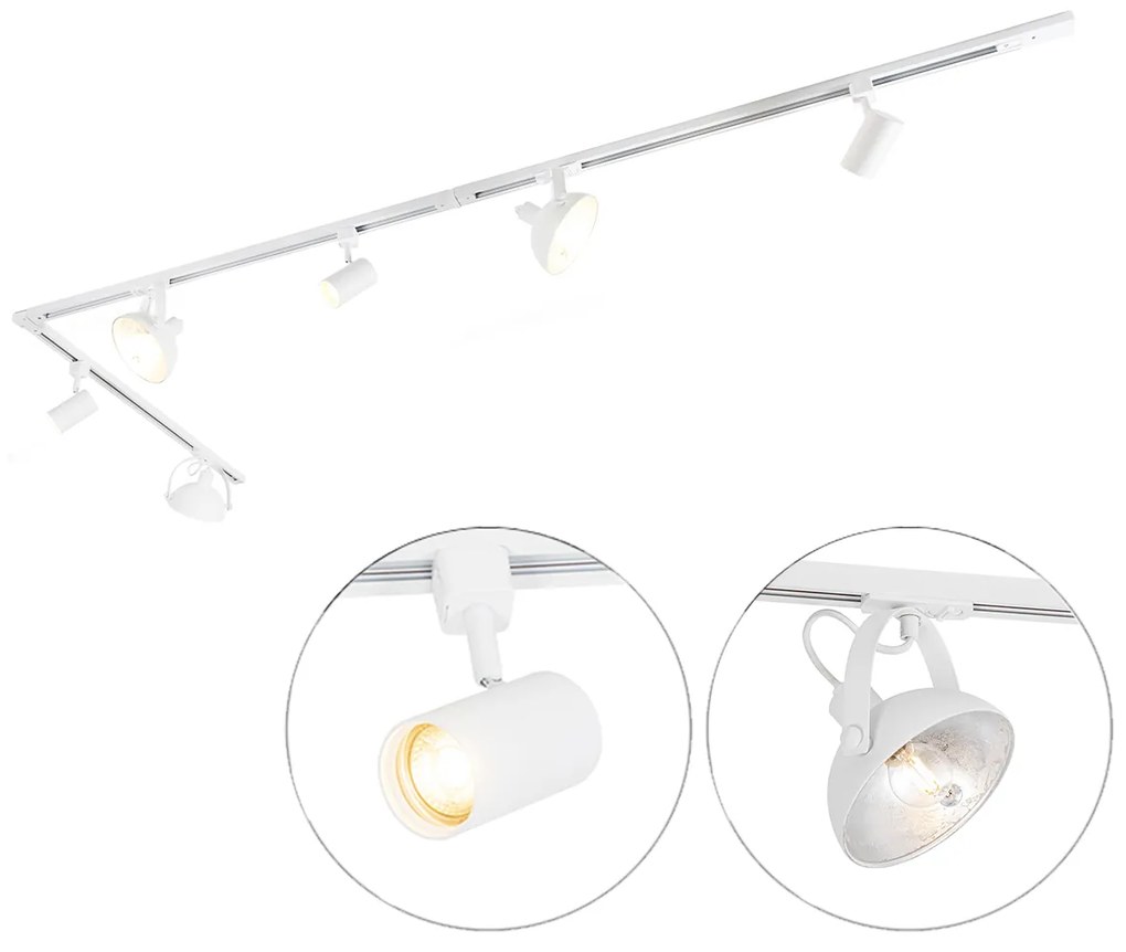 1-fase railsysteem met 6 Spot / Opbouwspot / Plafondspots wit verstelbaar - Magnax Jeana Modern GU10 Binnenverlichting Lamp