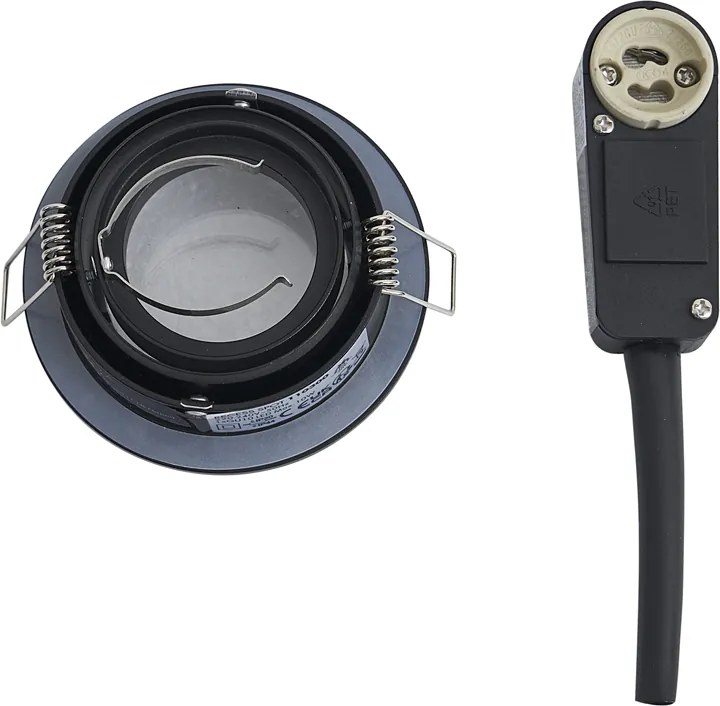 Set van 6 moderne inbouwspots zwart draai- en kantelbaar IP44 - Chuck