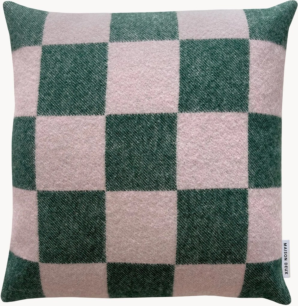 Decoratieve kussenhoes Checkerboard van Nieuw-Zeelandse wol