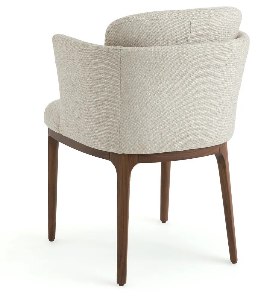 Tafelfauteuil in stof en notenhout, Jabote