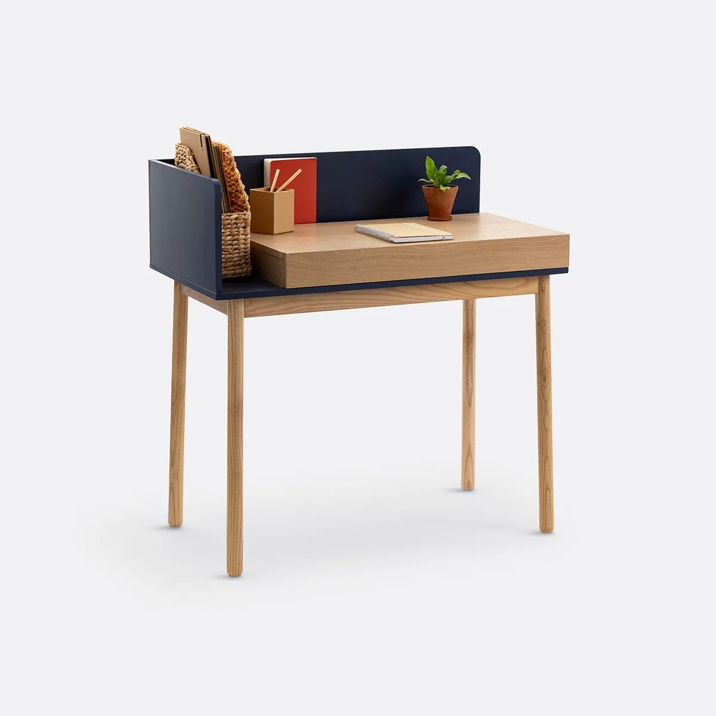 Bureau met 1 lade, eikenfineer, GRAPHY