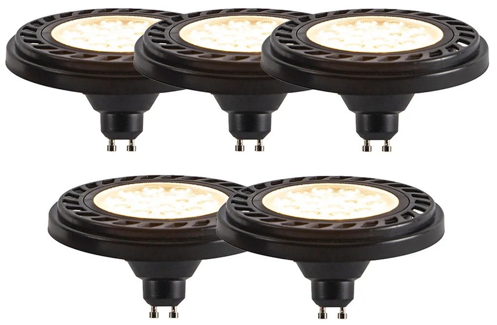 Set van 5 GU10 dimbare LED AR111 zwart 8W 600 lm 2700K