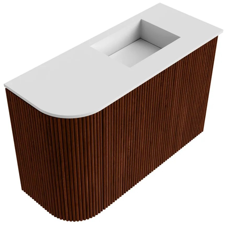 Mondiaz Joya 60cm toiletmeubel ronding links ruby met wastafel faye rechts 1 kraangat talc