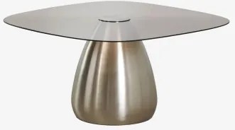 Square Coffee Table 80x80 Cm In Tempered Glass Mariana Geborsteld Grijs - Sklum