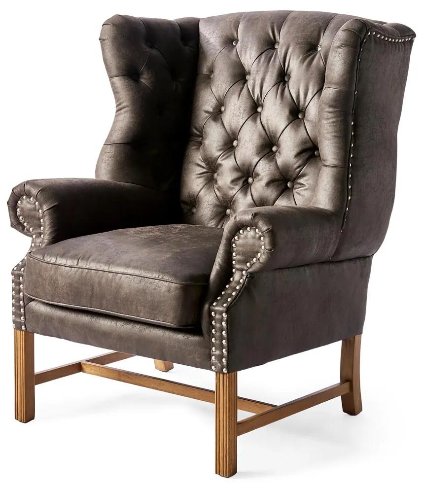 Rivièra Maison - Franklin Park Wing Chair, pellini, Espresso - Kleur: bruin