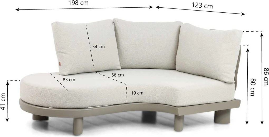 Santika Furniture Santika Guss Hoek/sofa Module Rechts Organisch Aluminium/rope Grijs