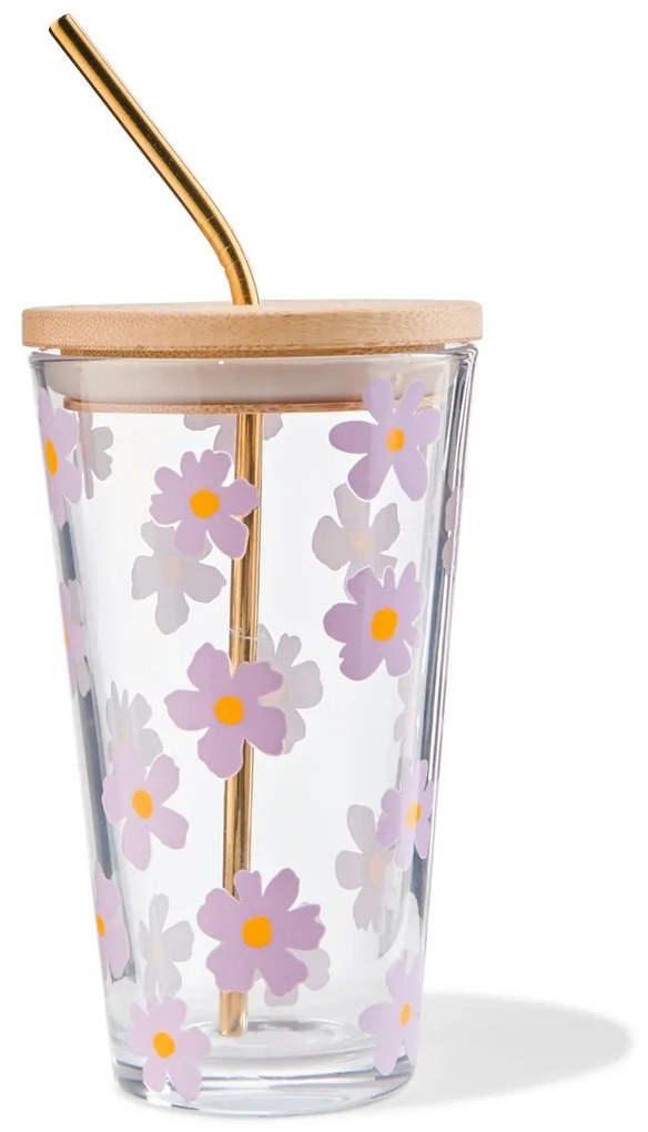 HEMA Drinkglas Glas Bloemen 410ml