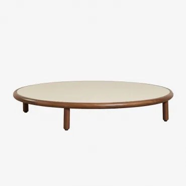 Ronde Salontafel Van Acaciahout Olivia Beige - Semoline - Donker Acaciabruin & Ø100 Cm - Sklum