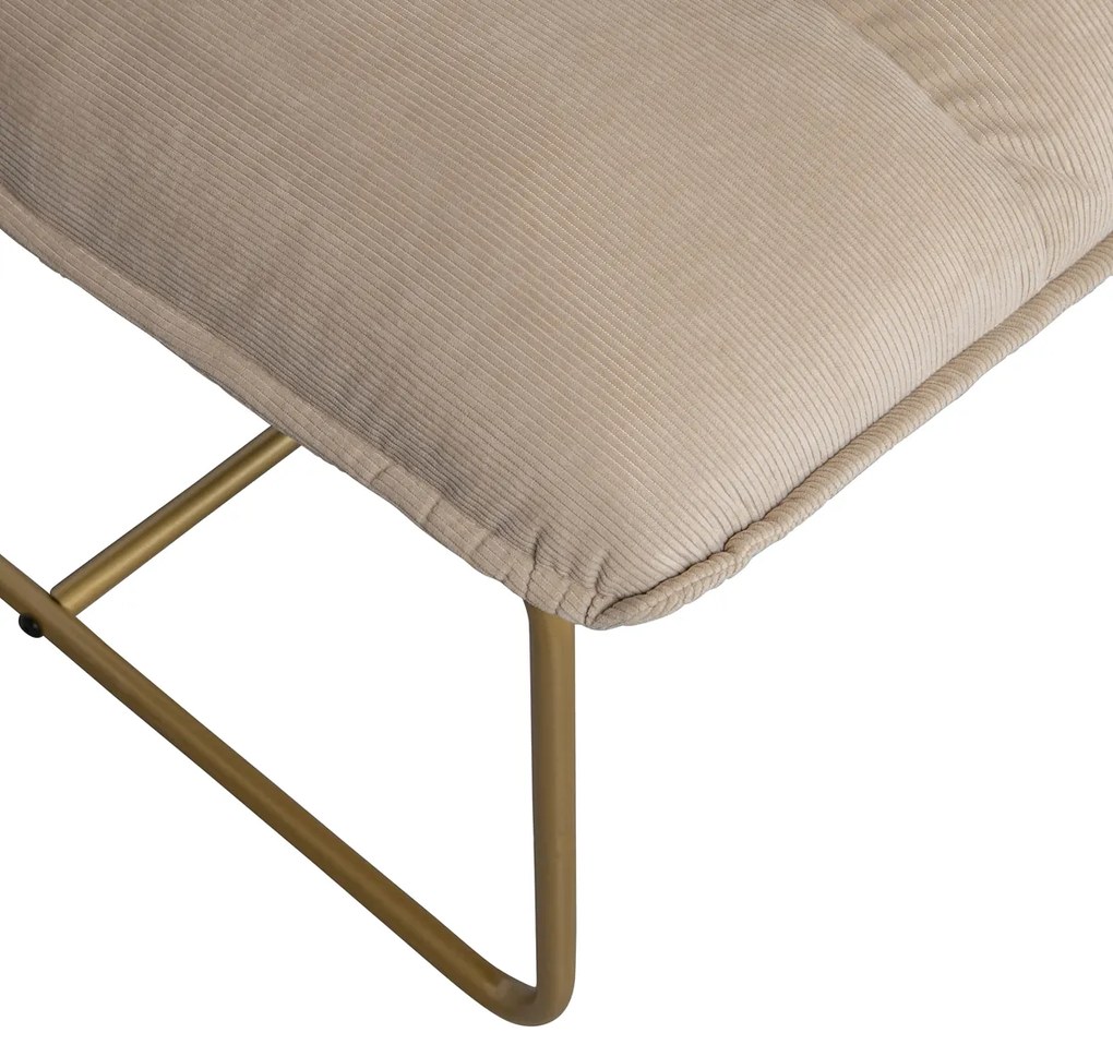 Woood Fie Fauteuil Zand Ribstof Met Goud
