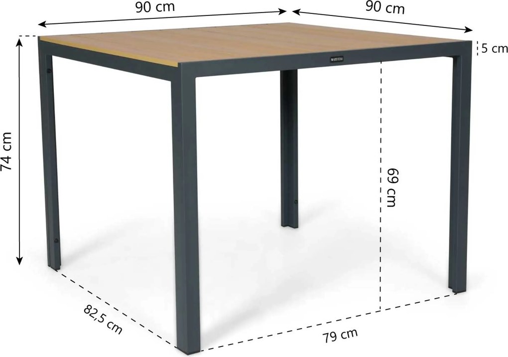 Tuinset 2 personen 909 cm Aluminium Grijs Lifestyle Garden Furniture Vivaro/Creta