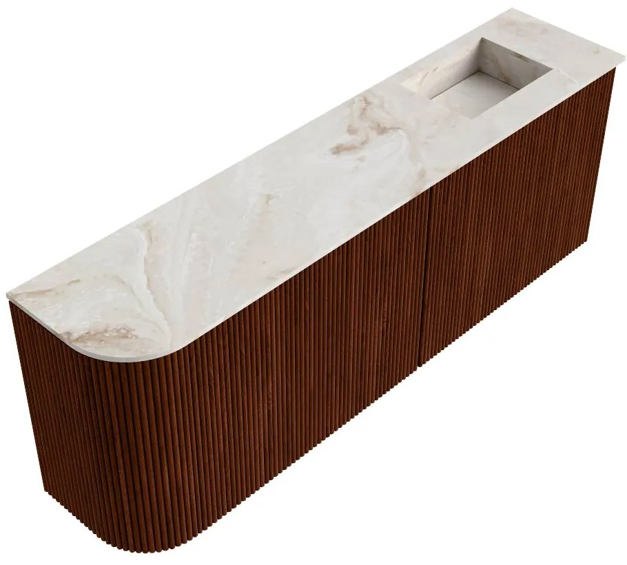 Mondiaz Joya DLux 110cm toiletmeubel ronding links ruby met wastafel faye rechts zonder kraangat frappe