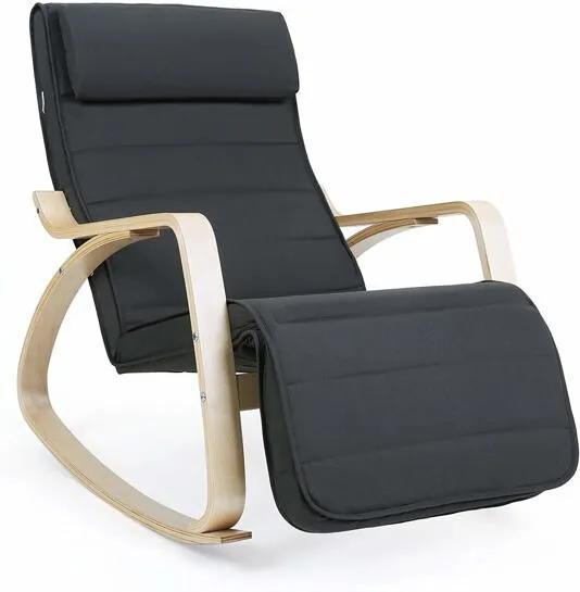 Schommelstoel met Verstelbare Voetsteun - Niet-elektrisch Relaxfunctie - Tot 150 kg - Donkergrijs