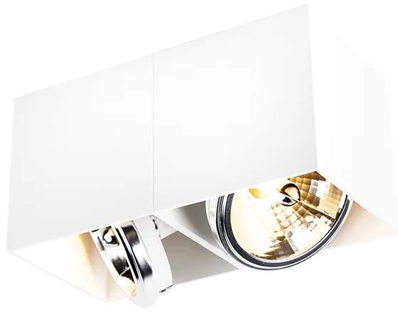 Design Spot / Opbouwspot / Plafondspot rechthoekig 2-lichts wit incl. G9 - Box Design, Industriele / Industrie / Industrial, Modern G9 Binnenverlichting Lamp