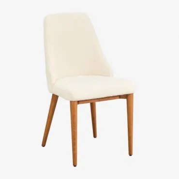 Set Van 2 Leiden Gestoffeerde Eetkamerstoelen Donker Hout & Chenille White - Sklum