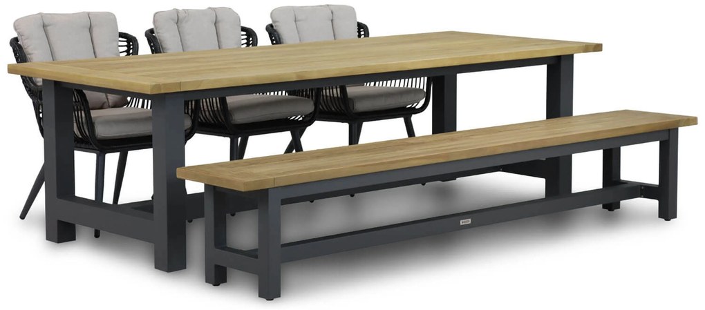 Tuinset 6 personen 260 cm Wicker/Aluminium/Aluminium/wicker Zwart Coco Azzano/San