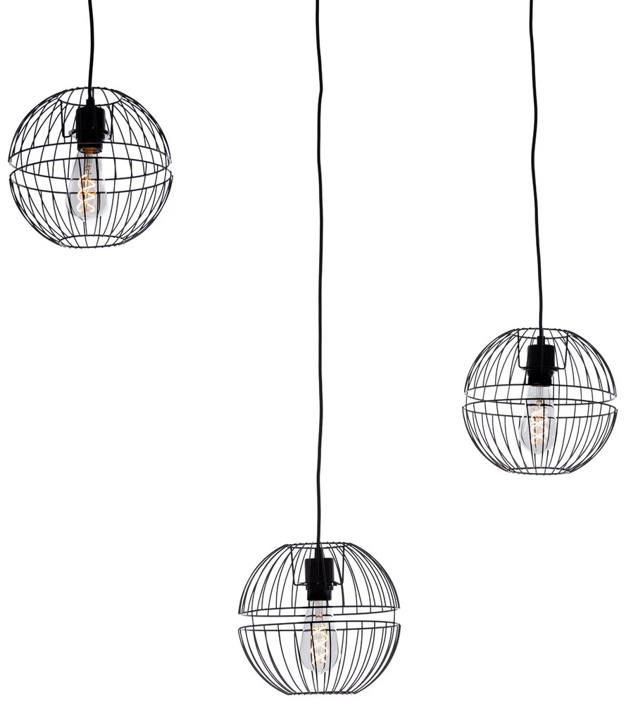 Eettafel / Eetkamer Moderne hanglamp zwart 3-lichts - Sphaera Modern E27 Binnenverlichting Lamp