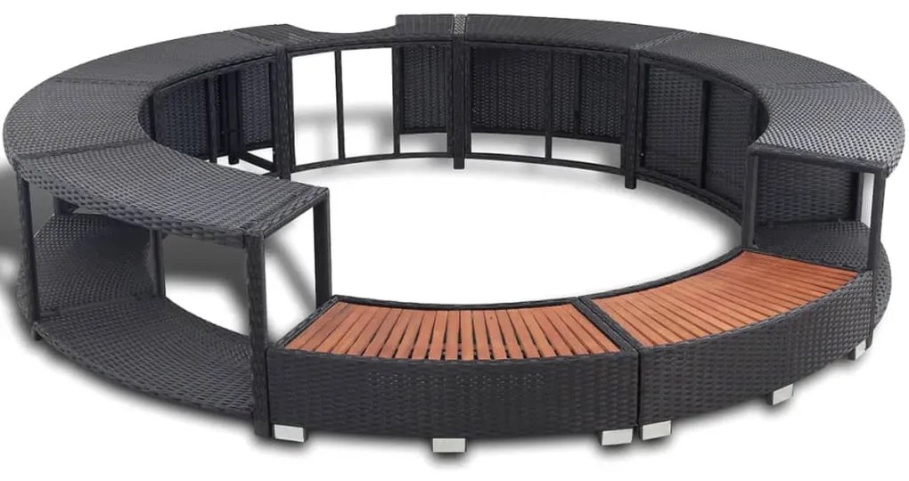 vidaXL Spa-omranding poly rattan zwart