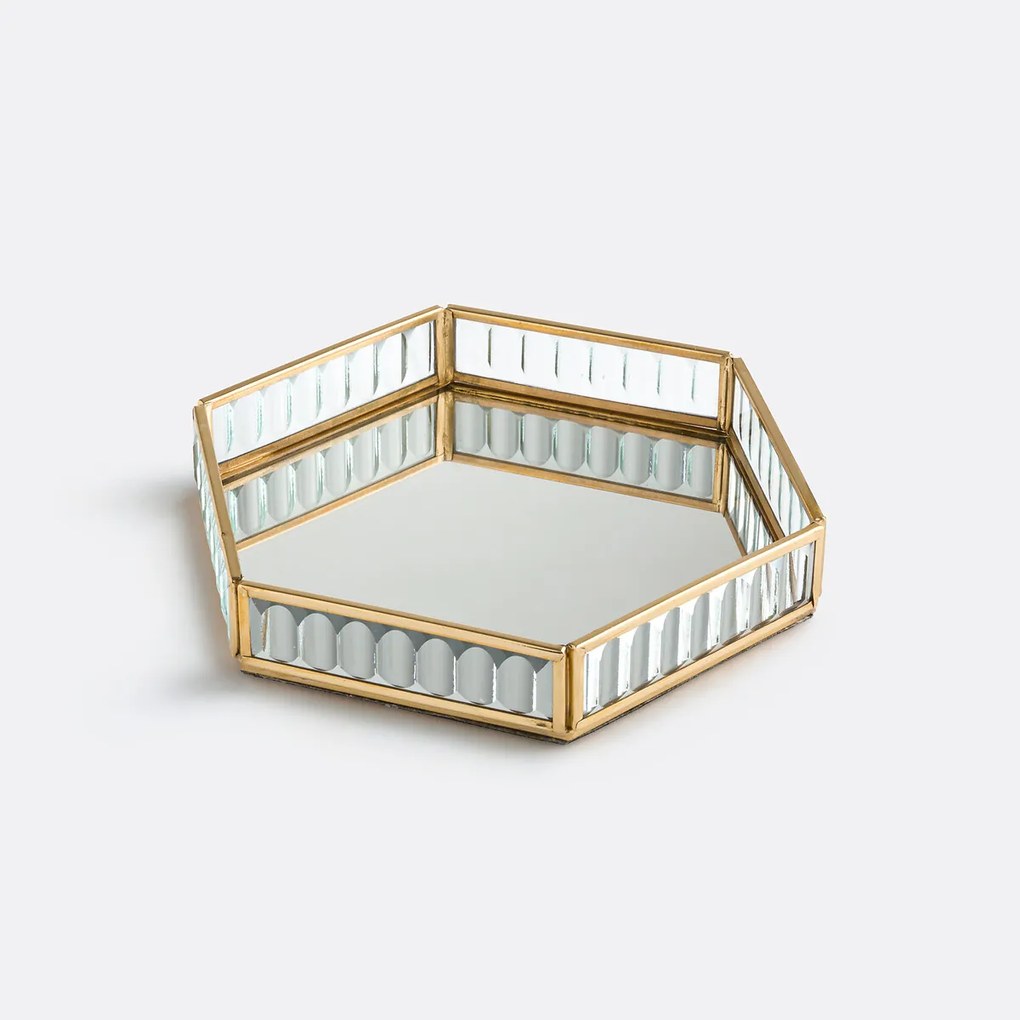 Mandje in messing en glas L21 cm, Uyova